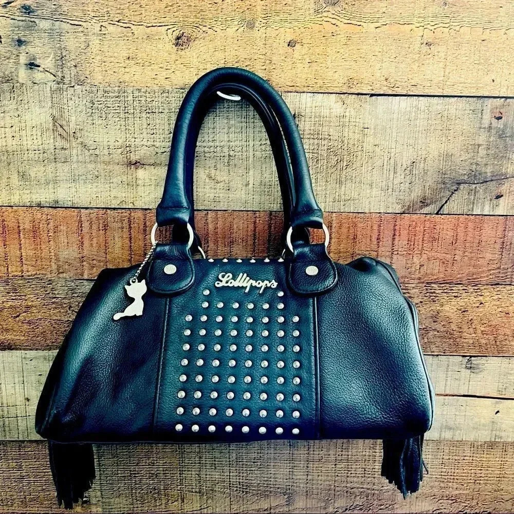 Lollipops Vegan Leather Studded Bag With Fringe